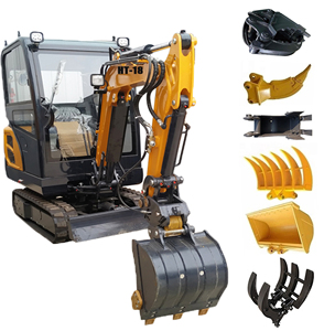 HT18 Chinese <b>Cheap</b> Mini Excavator With Swing Boom, Close Cab & Free <b>Buckets</b> with Hydraulic Joystick - Product Image 2