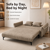 Sofá Cama Convertible Moderno de Lujo 3 en 1, Ahorro de Espacio, Diseño de Autor, Fácil Conversión, Color Taupe, Mueble para Hogar u Oficina