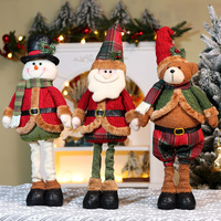 Ornements de Noël en peluche télescopiques multi-tailles, poupées à longues jambes réglables en hauteur pour la décoration des fêtes