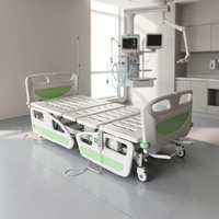 Meubles médicaux multifonctionnels réglables avec roulettes, lit d'hôpital électrique pliable pour soins intensifs