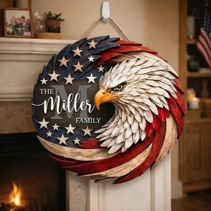 Decoración Moderna de Pared con Diseño de Águila Voladora en Madera para el Día de la Independencia, Decoración para el Hogar, Letrero Decorativo - Product Image 3