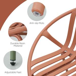 Juego de Muebles de Patio de Bambú de 3 Piezas al por Mayor con Mesa <span class=keywords><strong>Bistro</strong></span> Verde y Sillas Naranjas para Jardín, Piscina y Terraza - Product Image 3