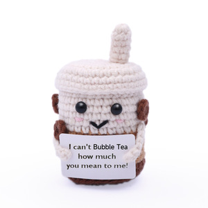 Éxito de ventas transfronterizo: Pastel de cumpleaños de ganchillo hecho a mano, tarjetero de energía positiva, postre, bubble tea, muñeco de hilo - Product Image 4