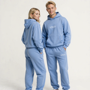 Ensemble de survêtement personnalisé pour couples : sweat à capuche oversize pour homme, sweat à capuche court zippé pour femme, pantalon évasé, ensemble sport deux pièces assorti - Product Image 3