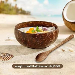 Bol à levain en noix <span class=keywords><strong>de</strong></span> coco naturelle avec cuillère, design gravé, ensemble <span class=keywords><strong>de</strong></span> bols à mélanger, <span class=keywords><strong>calebasse</strong></span> pour smoothies, coquilles polies, ensembles <span class=keywords><strong>de</strong></span> cocobowls - Product Image 3