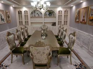 Juego de mesa de comedor de madera de teca clásica antigua de lujo, forma ovalada tallada a mano de alta calidad sólida para cocina o <span class=keywords><strong>supermercado</strong></span> - Product Image 3