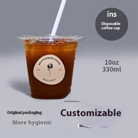 Ensemble d'emballages à emporter Instagram jetables transparents en plastique PET PP américain Style simple paroi-pour café boissons froides lait