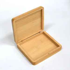 natural color bamboo flip lid name card post card storage engraved logo wooden gift packaging boxes