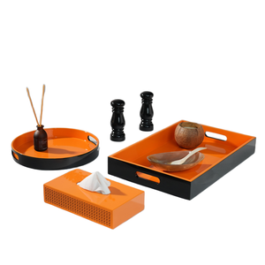 Plateaux de service en laque de qualité supérieure avec poignées, plateaux décoratifs empilables pour la maison, la cuisine et la table à manger - Product Image 1