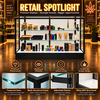 Vitrine d'exposition en verre avec éclairage LED de 72 pouces pour magasin de vente au détail de produits pour fumeurs, vitrine en verre trempé avec portes coulissantes verrouillables