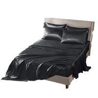 1 drap-housse, 1 drap plat, 4 taies d'oreiller à fermeture enveloppe, 6 pièces, tissu polyester satiné tissé uni, doux et soyeux, personnalisable