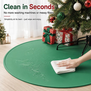 Tapis de protection pour sapin de Noël en silicone, imperméable, pour la protection du sol, facile à nettoyer, enroulable pour le rangement, non toxique, inodore - Product Image 4