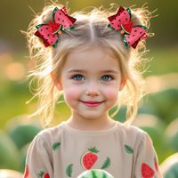 Leuke zomerfruit haarstrikjes voor meisjes Watermeloen Citroen Kunstleer Glitter Haarclips Kinderen Handgemaakte Boutique Haaraccessoires