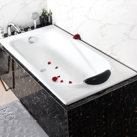 Baignoire en fonte avec émail céramique intégré, installation encastrée, accoudoir et robinet inclus, largeur 1,4/1,5/1,6/1,7 m, origine Chine