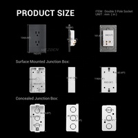 Interrupteurs et prises de luxe Série 118V Prises électriques encastrées 16A 110-250V Prise double américaine