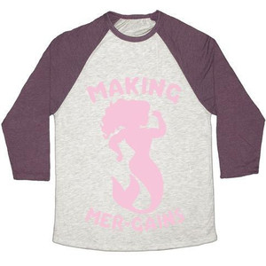 Making Mer-Gains Unisex Tri-Blend <b>Baseball</b> <b>Tee</b> - Product Image 5