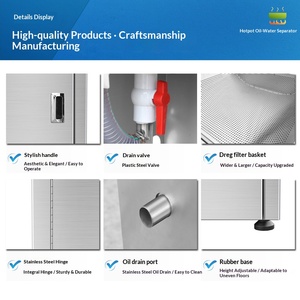 Высококачественный гравитационный маслоотделитель из нержавеющей стали для ресторанов и коммерческих кухонь со встроенным контейнером для отработанного масла и мусорным баком - Product Image 6