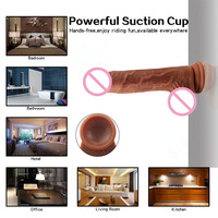 Vibrateur réaliste rétractable entièrement automatique en silicone marron pour femmes, dispositif de masturbation à vibration, produit très vendu