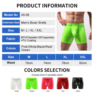 <span class=keywords><strong>Boxer</strong></span> pour homme personnalisé en cuir verni sexy, ouvert sur le devant, amovible, avec poche en U pour rehausser le volume - Product Image 3
