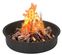 Kit d'anneau de feu en métal robuste doublure de foyer à bois extérieur dans/au-dessus du sol support d'anneau de feu de camp anneau de foyer pour