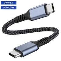 Kabel USB C 2m Tipe C Kabel Pengisian Cepat 240W 5A 1m 3m Kabel Tipe-C ke USB-C Berbahan Nilon Kepang Logo Kustom Charger USBC Ladekabel