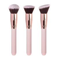 Kuas Blush Tunggal 3-in-1, Kuas Kontur, Kuas Bedak, Alat Rias, Kuas Foundation untuk Wanita