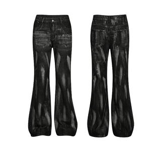 Jean en denim pour homme enduit d'huile et de cire, coupe droite classique, style gothique, streetwear, hip-hop, décontracté - Product Image 1
