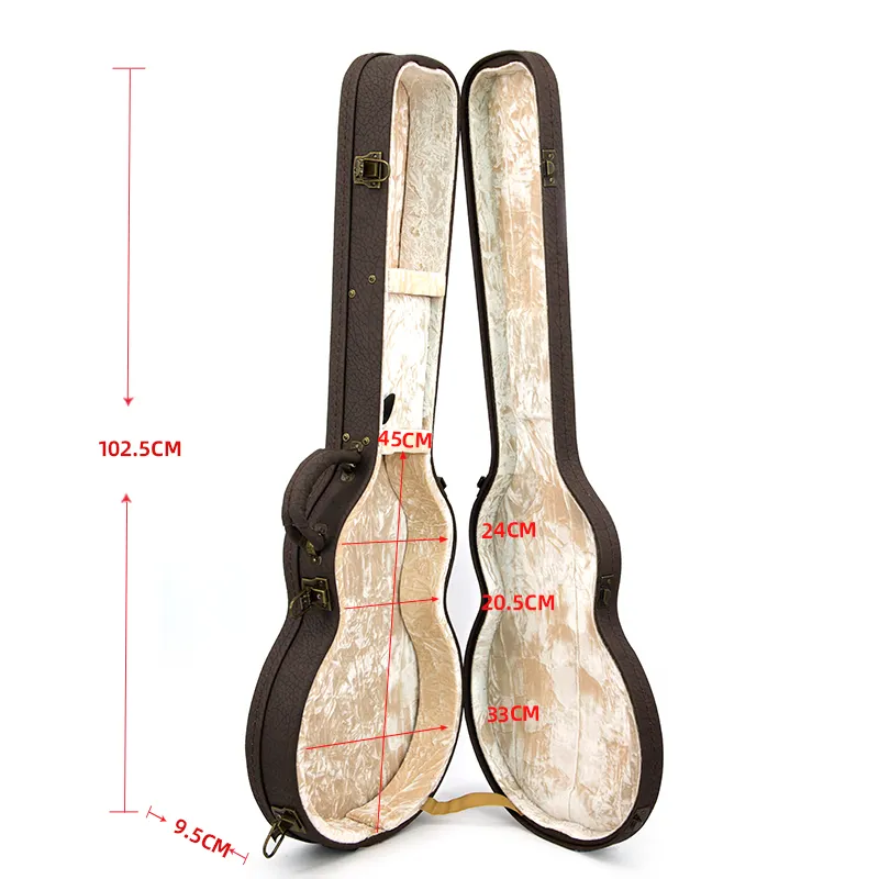 Custodia per chitarra in legno WC43-LP1 RM pelle marrone canzone folk 41 pollici custodia per chitarra personalizzata accessori per strumenti lp