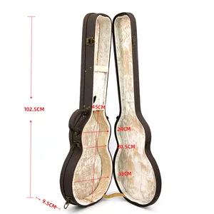 WC43-LP1 RM Brown Leather Wooden Guitar Case Folk Song 41 Inch Hard Shell Personalized Instrument Accessories Lp Guitar Case