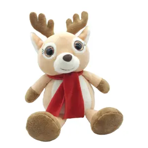 Christmas Sitting Elk Toy Animal Shape Doll Christmas Eve Gift New Soft Hot Selling Holiday Craft Gift Ornaments for Kids