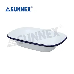 Sunnex Factory Custom ized Logo Abendessen Geschirr Teller Teller Rechteckige Back platte Emaille Pie Dish