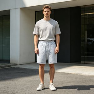 Shorts amples en molleton de coton pour hommes, coupe large, personnalisables avec logo, 420 g/m², style décontracté, vêtements pour hommes - Product Image 4