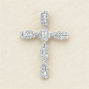 CUSTOM SILVER 10K/14K/18K GOLD PLATED LAB GROWN CVD DIAMOND CLASSIC ENGAGEMENT GIFT SWEATER <b>CHAIN</b> NECKLACE <b>CROSS</b> PENDANT - Product Image 2