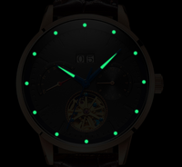 Montres mécaniques lumineuses en acier, design d'usine et personnalisation par lots, avec calendrier et mouvement à inertie, pour marque privée