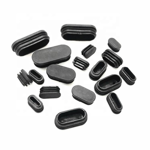 Black Ribbed Oval <b>Plastic</b> Tube Plug Furniture Pipe End Cap for Table Chair Gym Frame, Made in China - Product Image 1