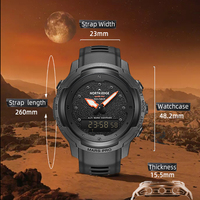 Reloj Deportivo Digital Unisex NORTH EDGE MARS Pro, Caja de Fibra de Carbono Shanghai, Manecillas Luminosas, Resistente al Agua 5BAR, Correa de Cuarzo y Goma
