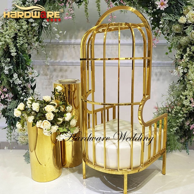 Luxe cage à oiseaux conception roi trône royal chaises de mariage pour la mariée et le marié