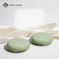 Boîtier compact en plastique vide personnalisé vert pour maquillage, avec miroir, compartiments et couvercle rabattable, vente en gros
