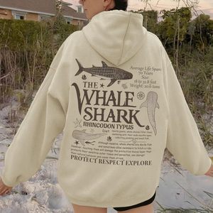 Sudadera con Capucha de Tiburón Ballena para Mujer, Sudadera Informal de Forro Polar, Sudadera con Estampado de Animales Marinos - Product Image 2