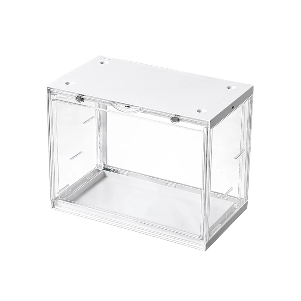 Transparent acrylic Organizer Storage Display Stand dust and moisture proof with cover megnetic door 3-Clapboard Desktop Storage