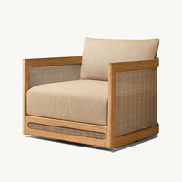 Ensemble de salon de jardin haut de gamme au design nordique personnalisé, en teck et rotin PE, résistant aux intempéries et aux UV