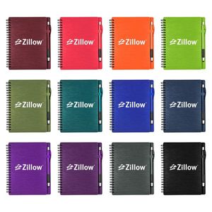 Biểu tượng tùy chỉnh cuộn dây ràng buộc lật máy tính xách tay kết cấu kim loại <span class=keywords><strong>PP</strong></span> Bìa lót giấy xoắn ốc máy tính xách tay với bút cho Quà tặng khuyến mãi - Product Image 1