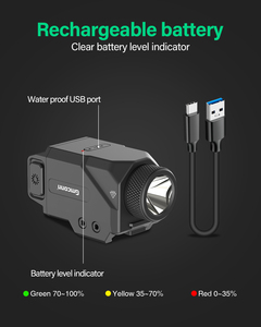Lampe torche tactique MSH Combo GM-1085D rechargeable par USB, lampe de chasse multifonctionnelle en polymère, grossissement 6X, sécurité - Product Image 3
