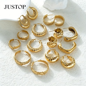 Aros de moda OEM/OEM, impermeables, de acero inoxidable, chapados en oro, hipoalergénicos, proveedor de joyería de moda para mujer. - Product Image 3