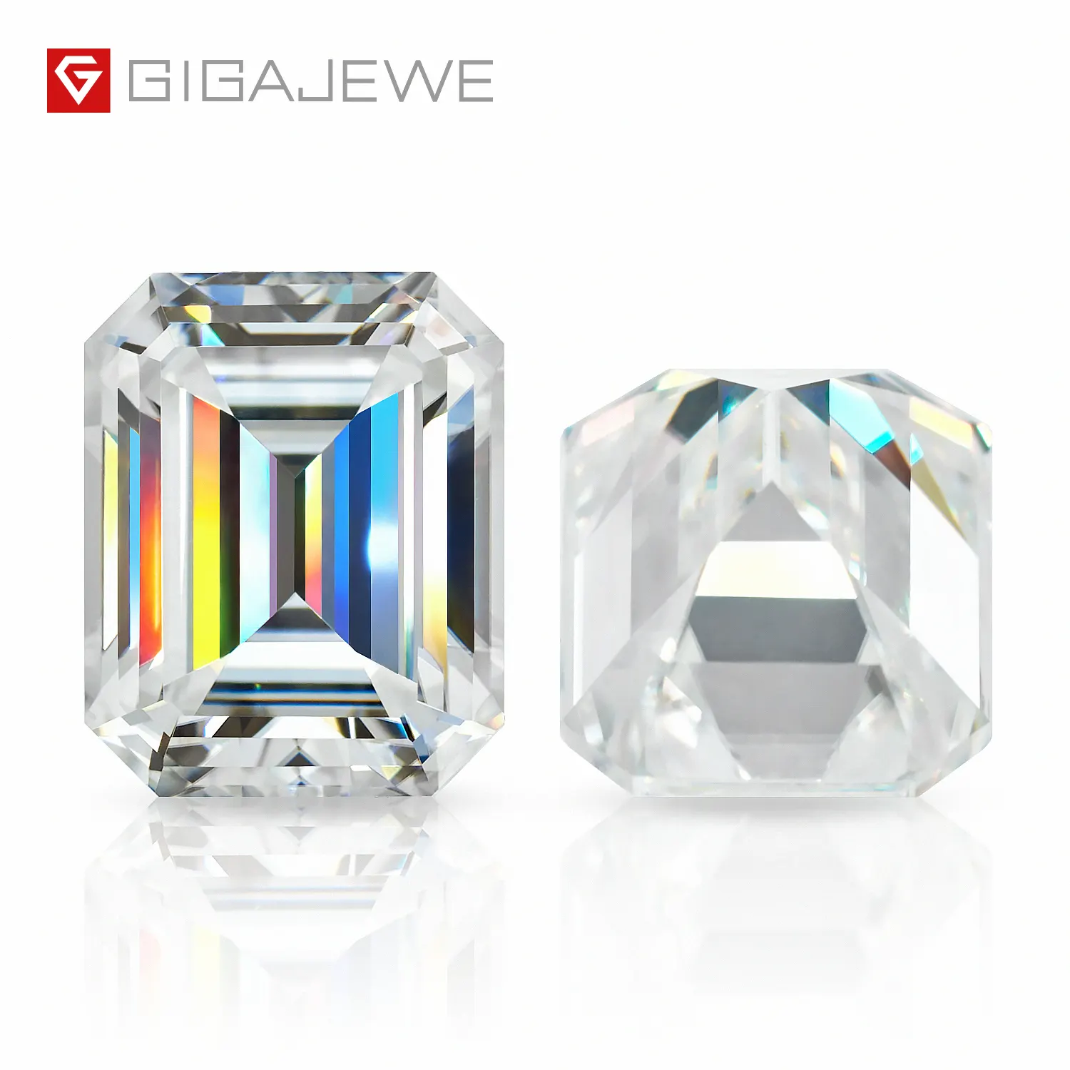 GIGAJEWE White D Color Emerald cut machine cut Moissanite Stone Loose Synthetic Gemstone