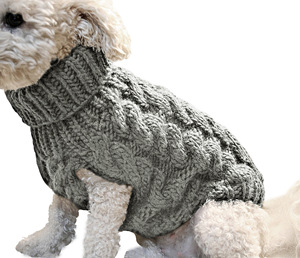 Outono inverno <span class=keywords><strong>Dog</strong></span> pet camisola cor sólida torção malha quente luxo cão roupas - Product Image 6
