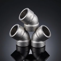 SS304 45 Degree Socket Weld Forged Elbow Kelas 3000 untuk Pipa Pabrik Kimia dan Pembangkit Listrik