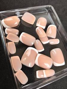 32 pièces/ensemble, faux ongles courts en gel souple, marque privée FS124, vente en gros, haute qualité, faux ongles français faits à la main, à presser - Product Image 2