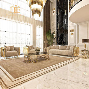 Boca Classic Villa Hochwertiges Couch-Sofa-Set Möbel Gold Italienischer Luxus Messingrahmen Nappaleder-Sofa - Product Image 1