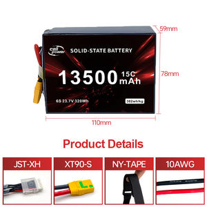 Batería de Litio de Estado Sólido de Alta Energía para Drones, 13500mAh 11000mAh, Personalizada, Original de Fábrica, Certificación CE, Calidad Premium - Product Image 2